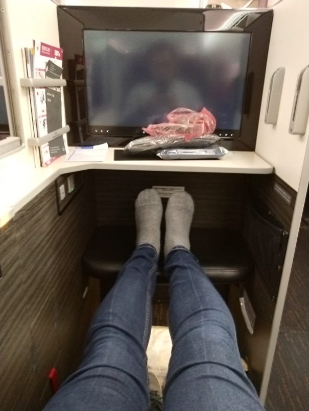 Me in Japan Airlines business class